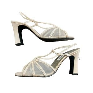 Caparros Silver Jeweled Mesh Heels Women’s Size 9.5B EUC